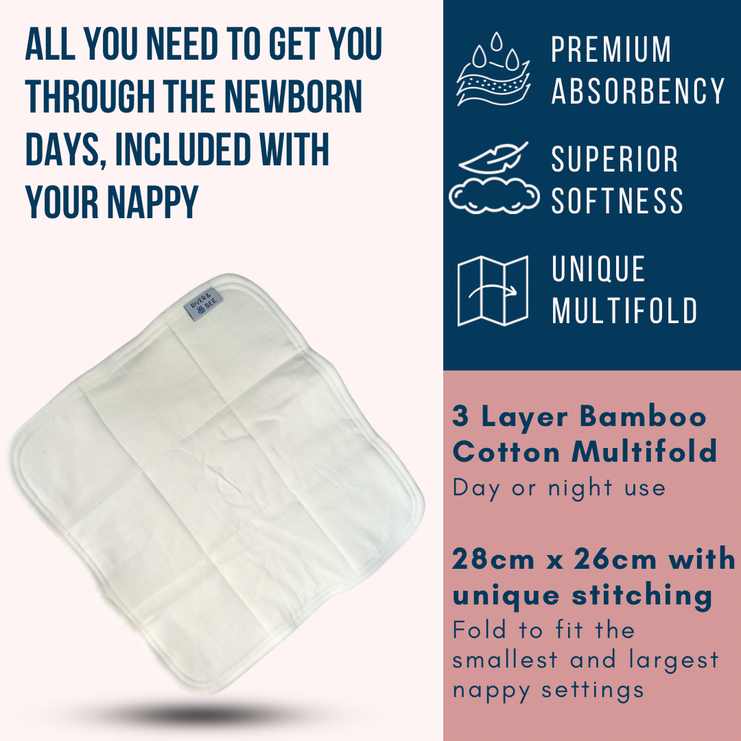 Bamboo Cotton Multifold Insert - Designed in the UK – River & Bee UK